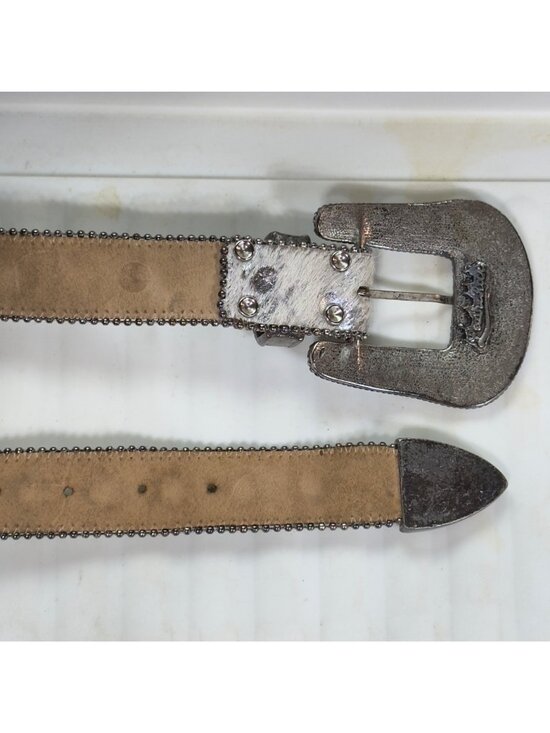 Leatherock USA Metallic Silver Leather Crystal Scroll Buckle Belt Size 34 LEATHEROCK 34 Size Belts for Women for sale | eBay main image 4